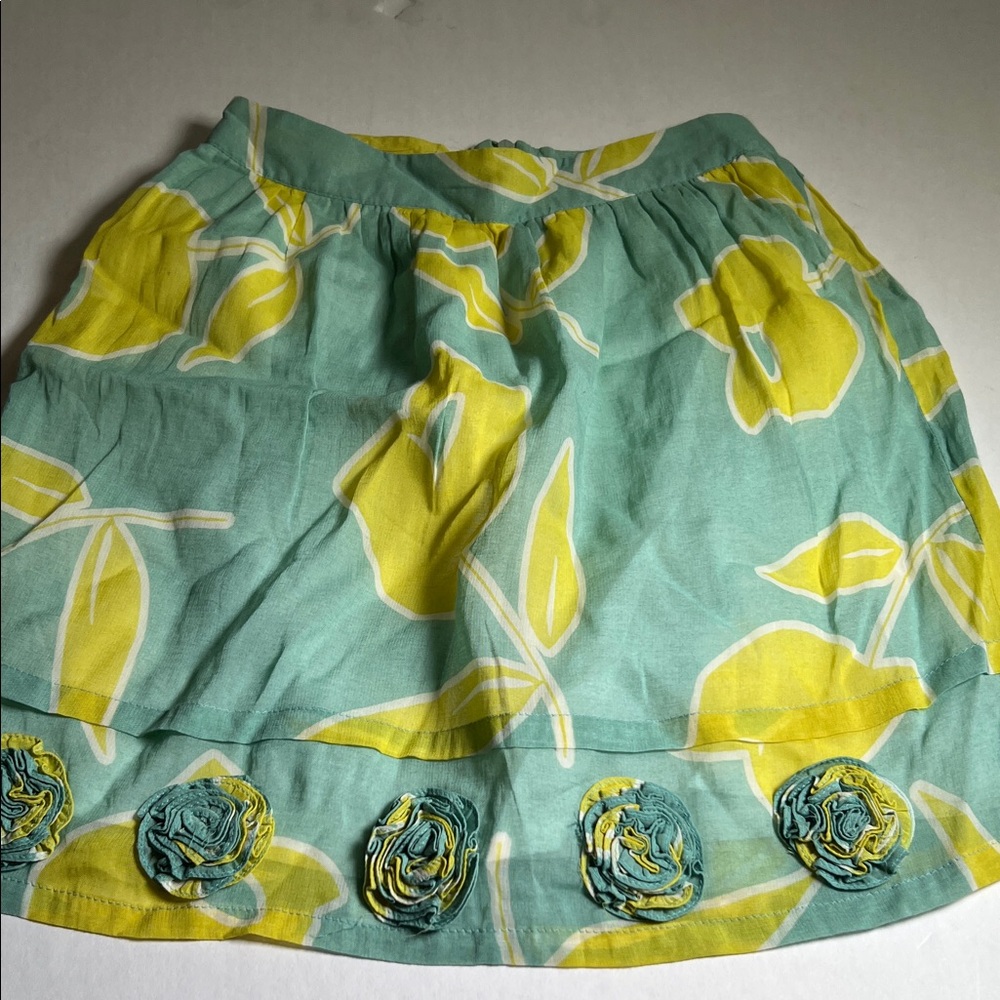 Vibrant Floral Mini Skirt in Yellow and Green